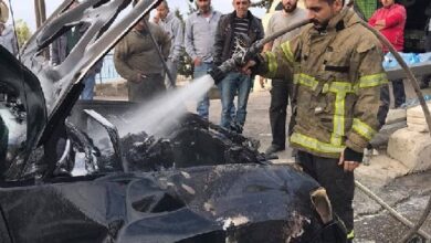 صور: اخماد حريق سيارة في أرزون 112112