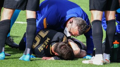 ميسي يتعرض لتدخل عنيف في مباراة فياريال 112112