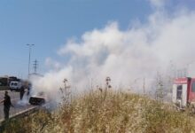 حريق داخل سيارة تحت جسر البحصاص 112112