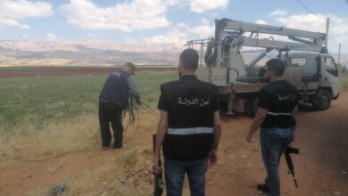 إزالة التعديات عن شبكة الكهرباء في سهل بعلبك 112112