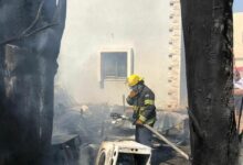 إخماد حريق شب في منزل خشبي في الرميلة 112112