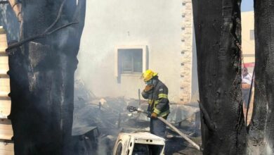 إخماد حريق شب في منزل خشبي في الرميلة 112112