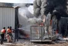 السيطرة على الحريق في مصنع الإسفنج في مخيم جباليا 112112