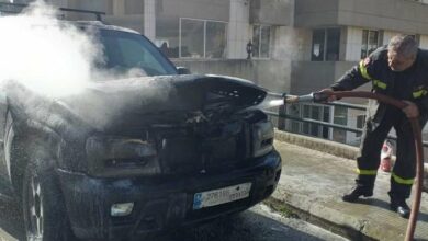 حريق داخل سيارة رباعية الدفع على طريق المريجات الدولية 112112