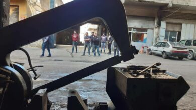 قطع طريق المدينة الصناعية الأولى في صيدا 112112