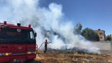 حريق شبّ في أعشاب وخيم زراعية في المنيه 112112