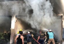 حريق داخل معمل لفرز النفايات في الجناح 112112