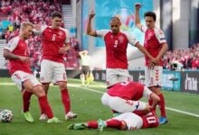 زوجة إريكسن تنهار بعد سقوط زوجها مغشيًا عليه 112112