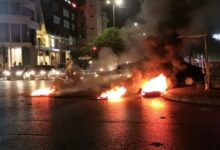 إشعال الاطارات عند تقاطع إيليا فجرًا احتجاجا على قرار المصرف المركزي 112112