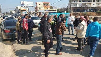 قطع السير على أوتوستراد حلبا مفرق برقايل 112112