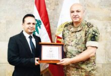 رئيس التكتل الإقتصادي اللبناني تاج الدين مُهنئًا الجيش بعيده 112112