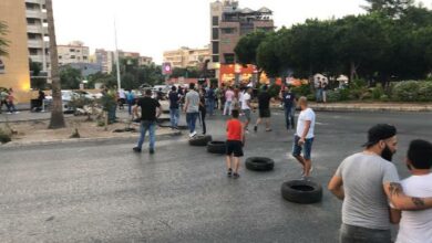 إقفال دوار مرجان في صيدا احتجاجا على انقطاع الكهرباء 112112
