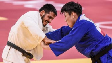 ناصيف يعود الى لبنان بعد سقوطه بعد هزيمته أمام المقاتل الكوري في الجودو 112112