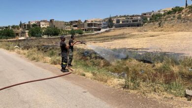 حريق شبّ في حصيد من القمح وأشجار من الحور في قب الياس 112112