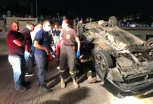 إنقلاب سيارة على أوتوستراد أدما تسبب بوقوع جريحين 112112