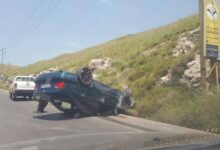 إنقلاب مركبة على أوتوستراد شكا نتج عنها جريحين 112112