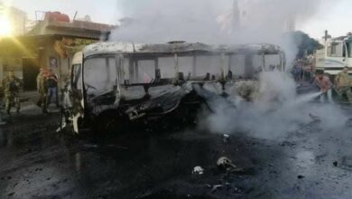 إنفجار في باص مبيت عسكري عند مدخل مساكن الحرس بدمشق صباح اليوم1 1112112