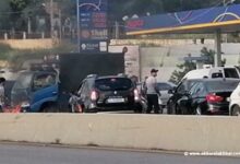 قطع أوتوستراد الجية مقابل إحدى المحطات 112112