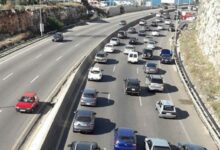 حركة المرور كثيفة على أوتوستراد خلدة بإتجاه أنفاق المطار 112112