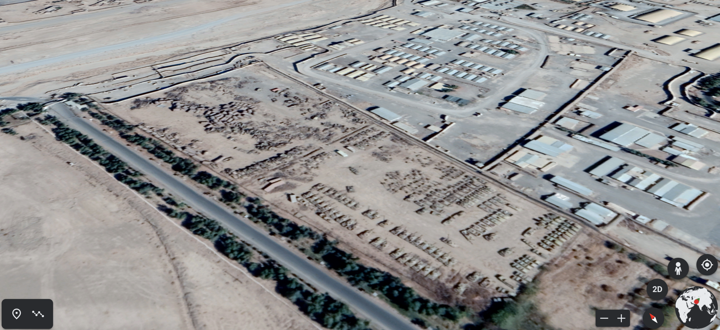 Capture d'écran Google Earth aux coordonnées : 31°29’00”N 65°51’50”E