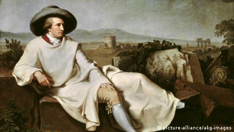 Goethe sitzt auf einem Sofa und blickt in die Ferne (picture-alliance/akg-images)